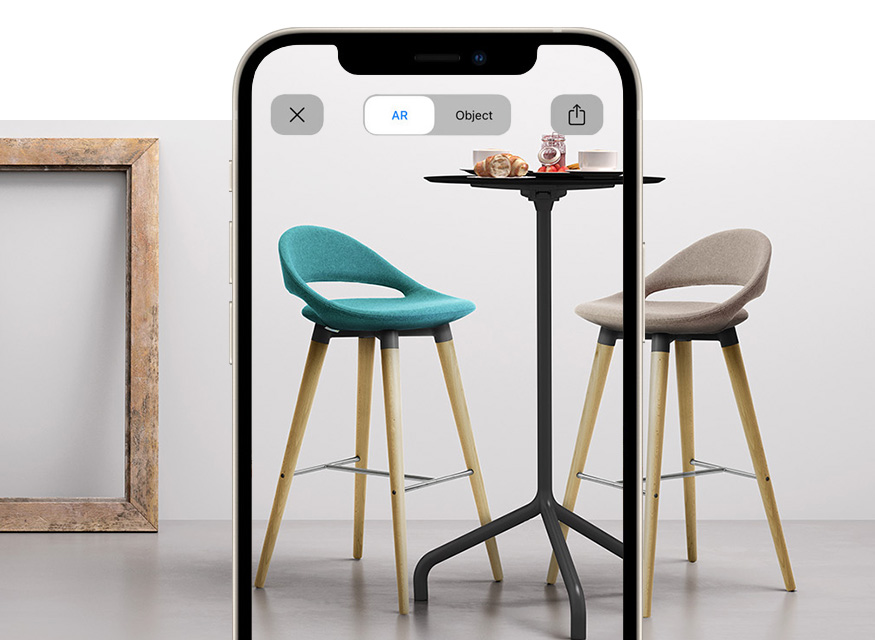 design barhocker mit 4 fuss holtz mit Augmented Reality Samba Stool