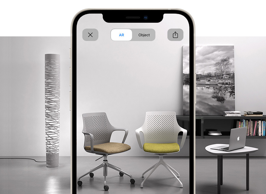 modern design besprechungsstuhl und wartezimmerstuhl mit Augmented Reality IPA
