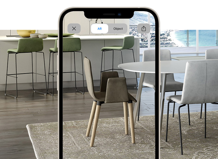 dreibeinige stuhl aus holz fur objektbereich mit Augmented Reality Zerosedici stuhl ous holz